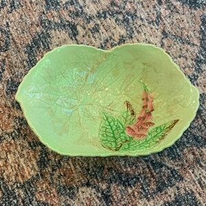 Vintage Carlton Ware Green Leaf-Shaped Decorative Dish